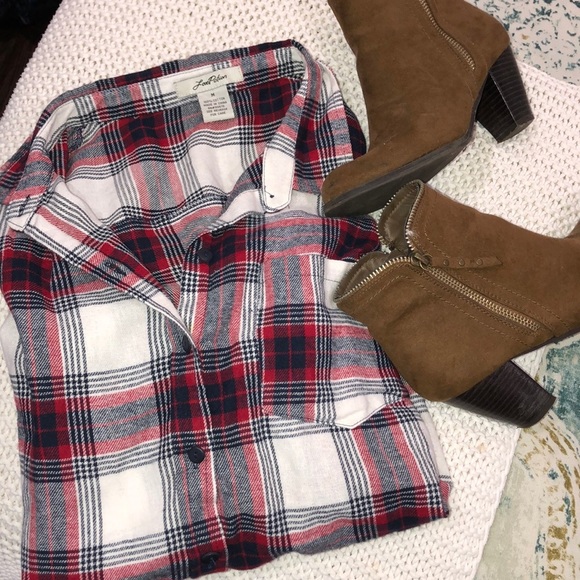 Love Potion medium red flannel button down shirt - Picture 4 of 4